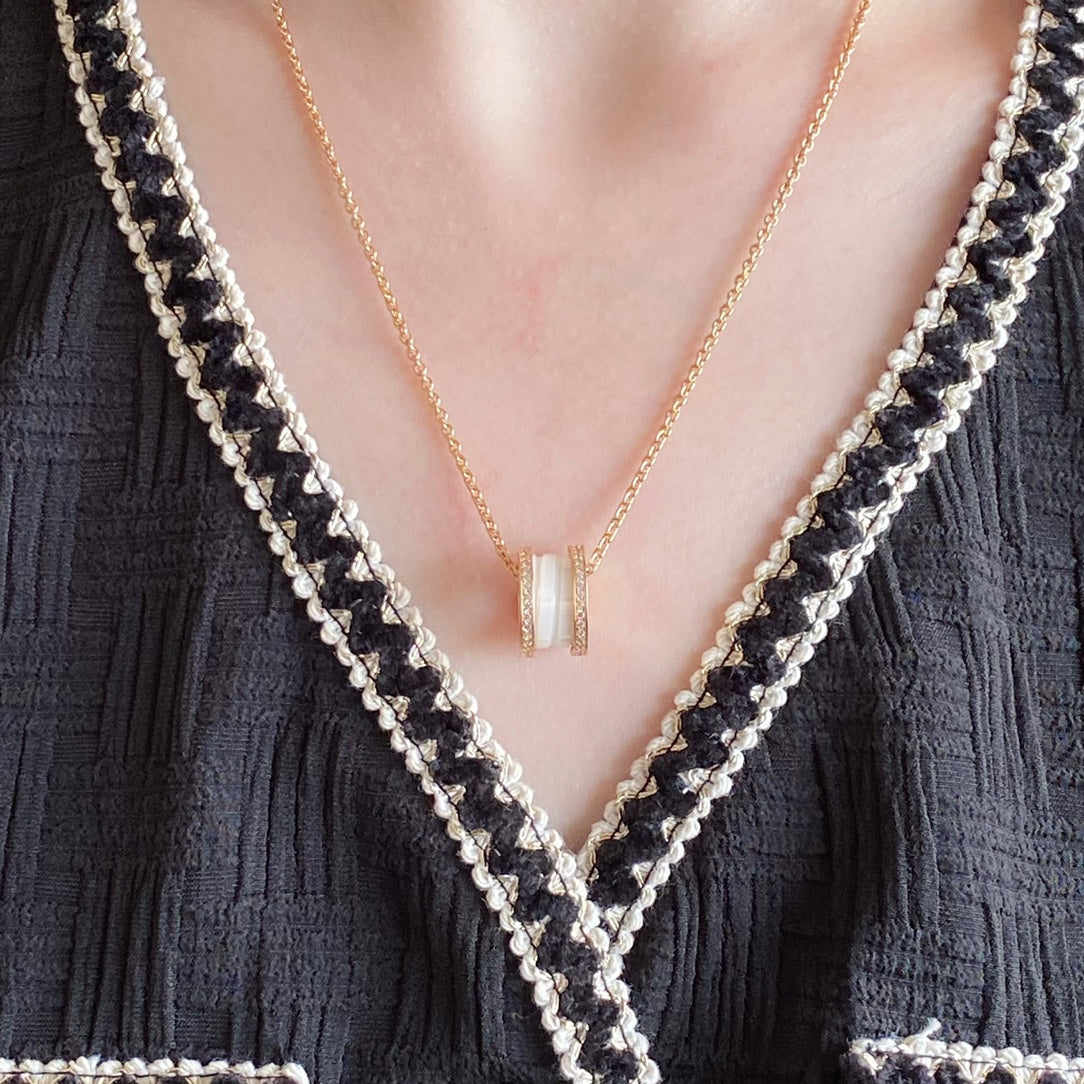 [Stellar Jewelry]ZERO 1 DIAMOND CERAMIC NECKLACE