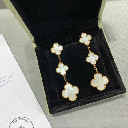 [Stellar Jewelry]CLOVER MOP 3 MOTIFS GOLD EARRINGS