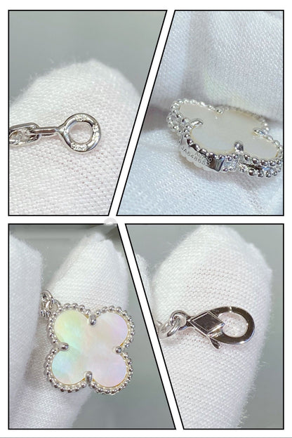 [Stellar Jewelry]CLOVER 5 MOTIF WHITE MOP SILVER BRACELET