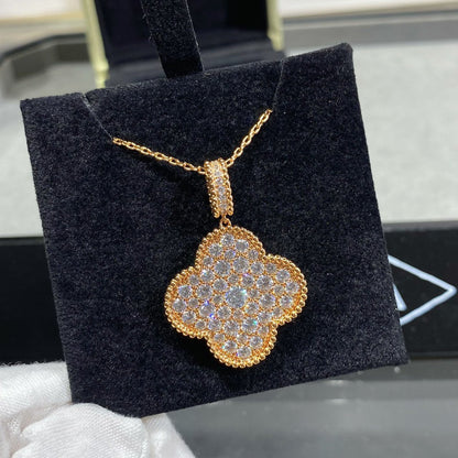 [Stellar Jewelry]CLOVER 25MM LARGE PEDANT DIAMOND PAVED LONG NECKLACE