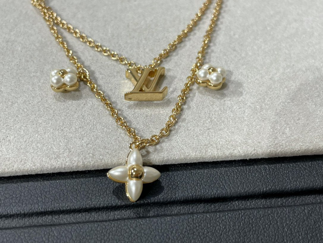 [Stellar Jewelry]FLOWERGRAM GOLD MOP DOUBLE ROW NECKLACE