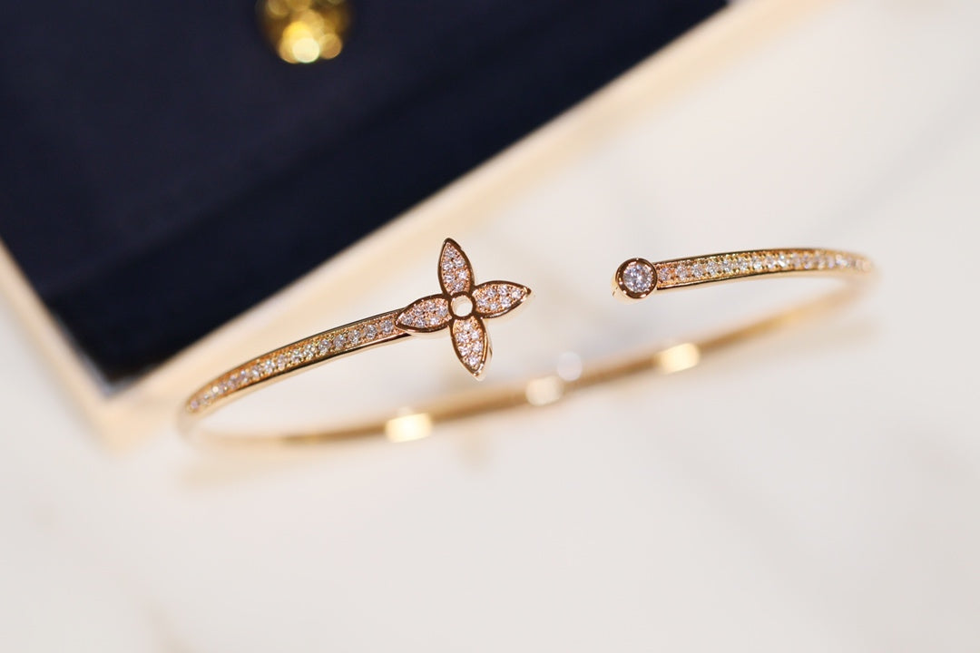 [Stellar Jewelry]IDYLLE GOLD OPEN BRACELET DIAMOND PAVED