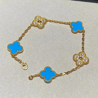 [Stellar Jewelry] CLOVER 5 MOTIF BLUE AGATE BRACELET COLLECTION