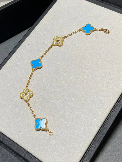 [Stellar Jewelry] CLOVER 5 MOTIF BLUE AGATE BRACELET COLLECTION