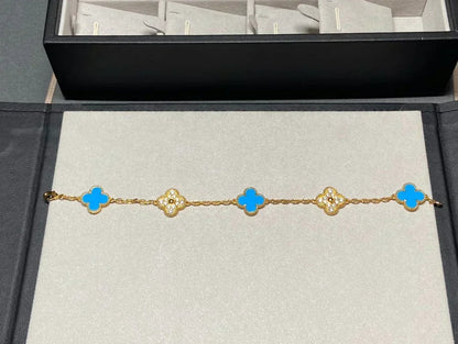 [Stellar Jewelry] CLOVER 5 MOTIF BLUE AGATE BRACELET COLLECTION