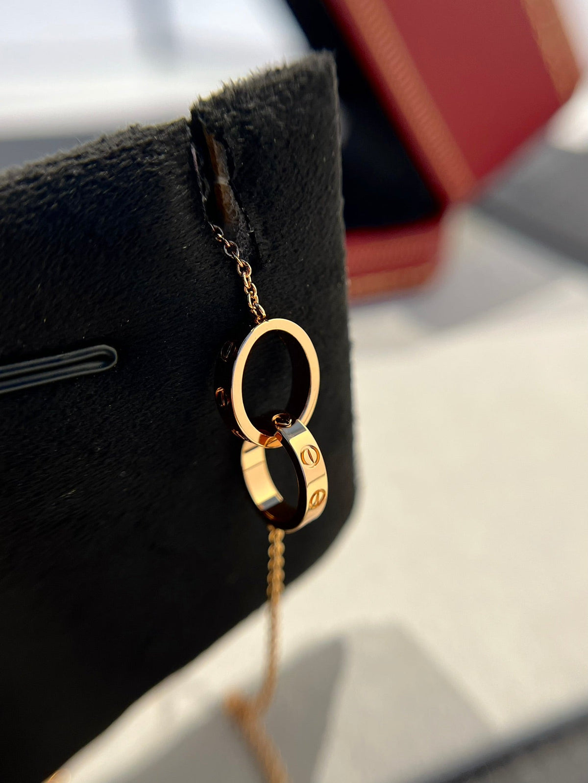 [Stellar Jewelry]LOVE NECKLACE DOUBLE RING PINK GOLD