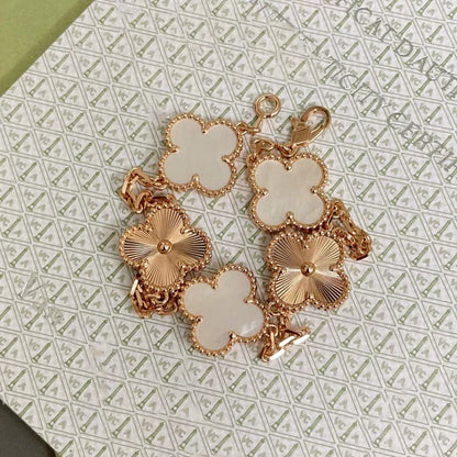 [Stellar Jewelry]CLOVER WHITE PEARL MOP 5 MOTIF BRACELET COLLECTION