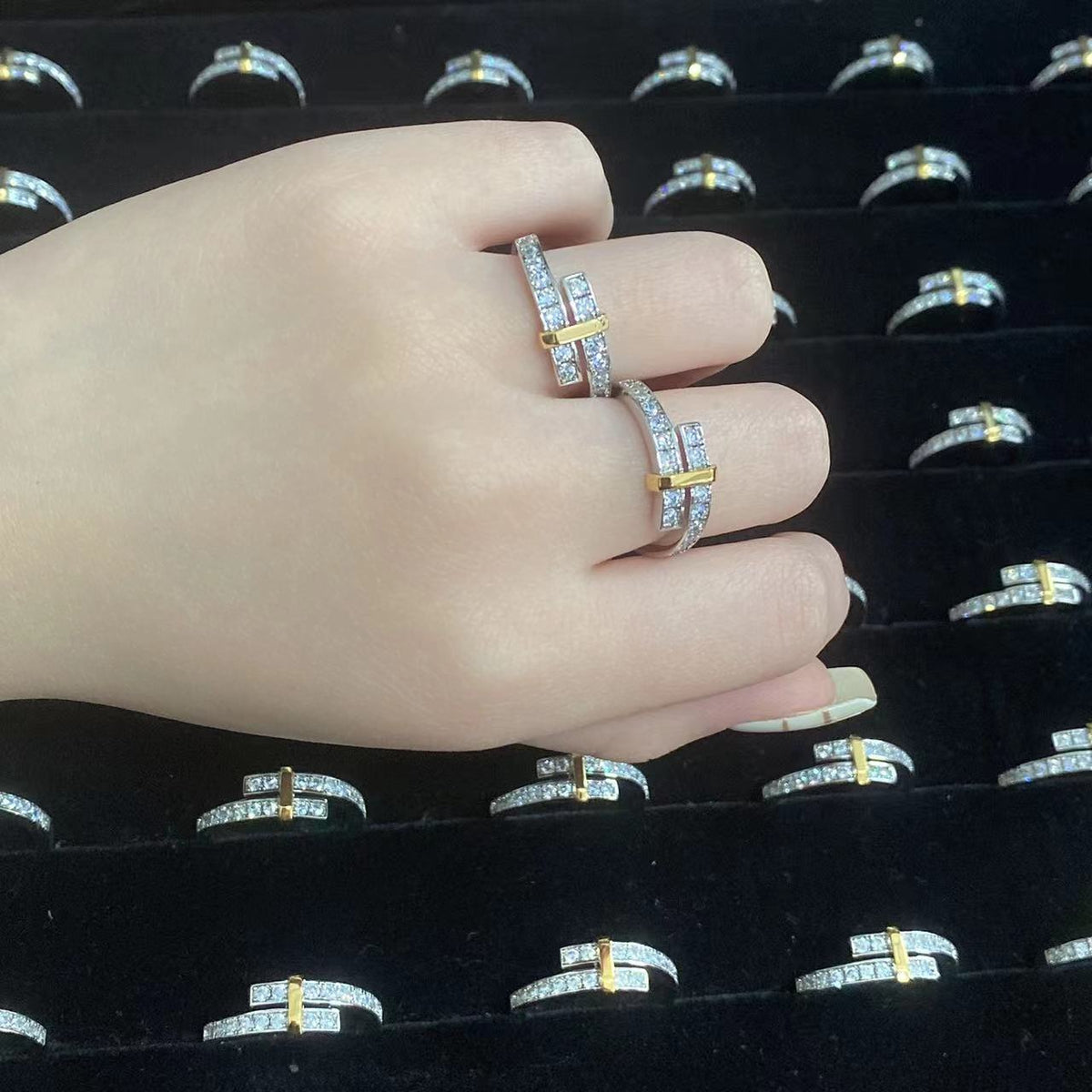 [Stellar jewels]EDGE GOLD SILVER DIAMOND RING