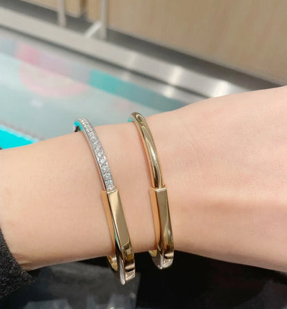 [Stellar jewels]LOCK PINK GOLD SILVER DIAMOND BRACELET