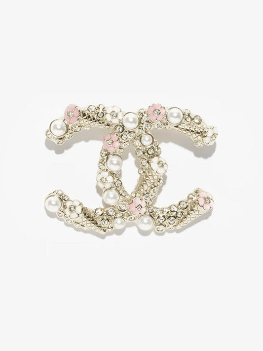 [Stellar Jewelry]26C Pink-White Enamel Ice Cream Cone Double C Brooch
