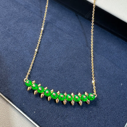 [Stellar Jewelry]New Arrival: Green Bead Rivet Necklace