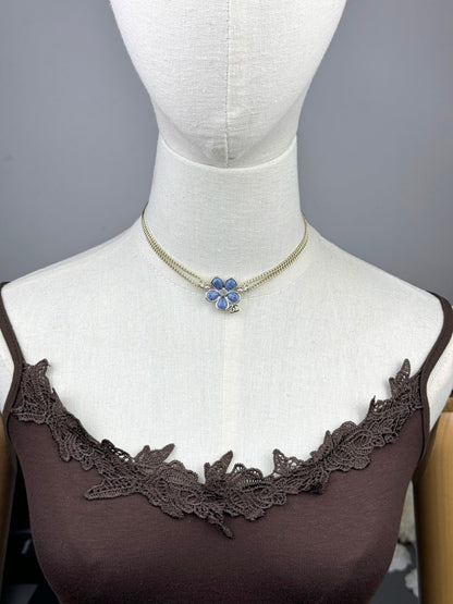 [Stellar Jewelry]New Blue Floral Double-Layer Necklace