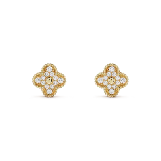 [Stellar Jewelry]CLOVER MEDIUM 1 MOTIFS FUll DIAMOND EARRINGS