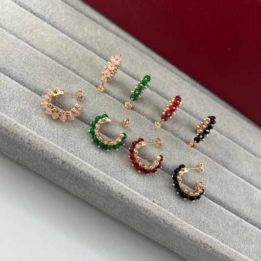 [Stellar Jewelry]NEW COLORED GEMSTONE COLLECTION SMALL HOOP EARRINGS