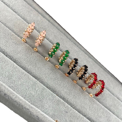 [Stellar Jewelry]NEW COLORED GEMSTONE COLLECTION SMALL HOOP EARRINGS