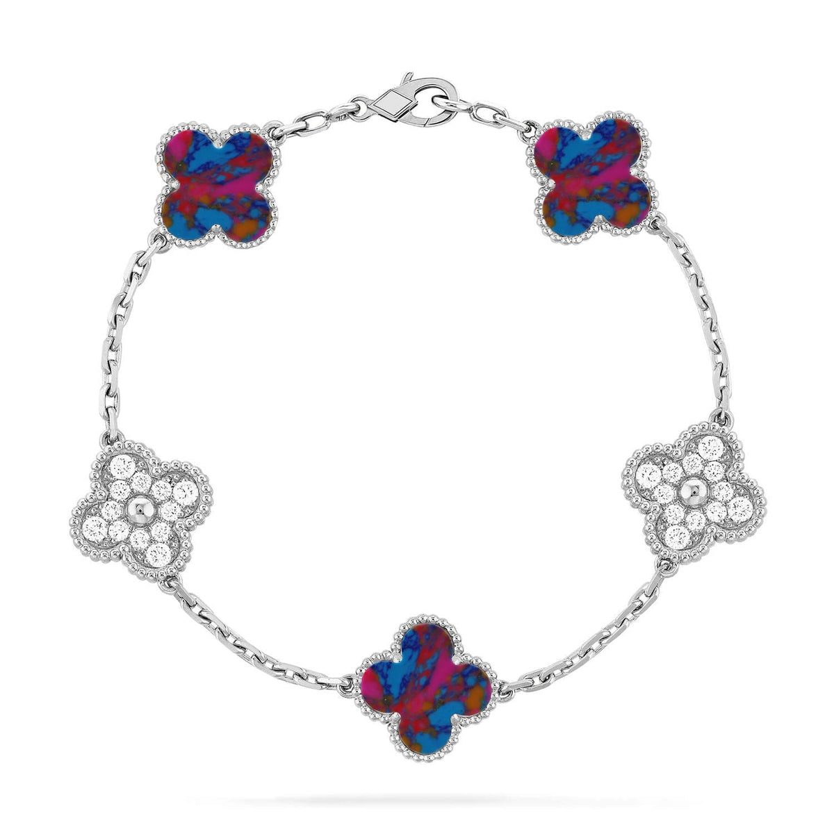 [Stellar Jewelry]CLOVER 5 MOTIF COLOR GEMSTONES BRACELET COLLECTION