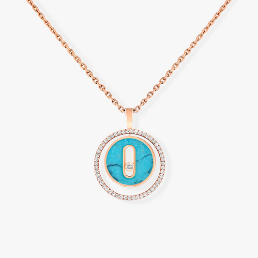[Stellar Jewelry]LUCKY MOVE 1 DIAMOND TURQUOISE PINK GOLD DIAMOND NECKLACE