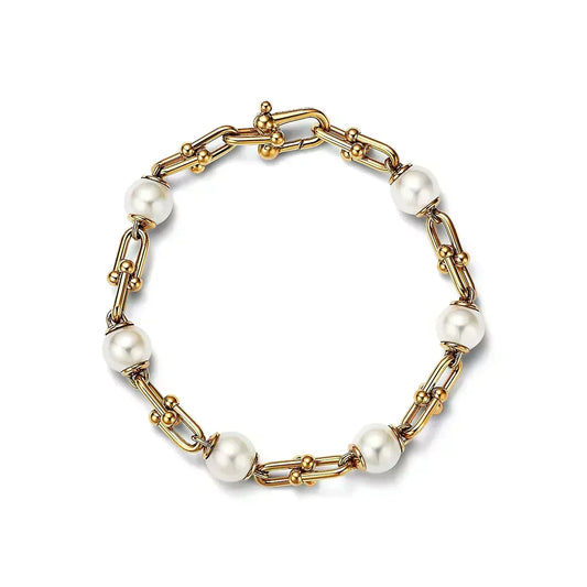 [Stellar jewels]LINK BRACELET GOLD WITH FRESHWATER PEARLS