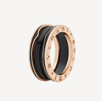 [Stellar Jewelry]ZERO 1 TWO-BAND WITH MATTE BLACK CERAMIC PINK GOLD RING
