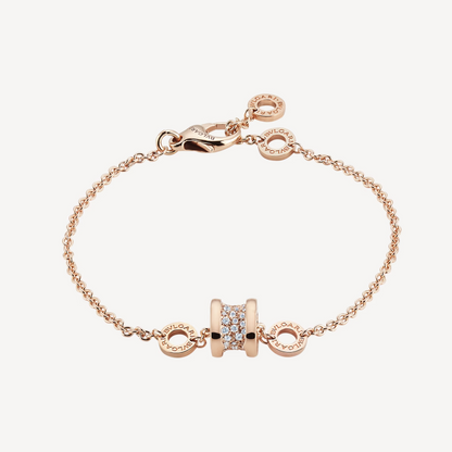 [Stellar Jewelry]ZERO 1 SOFT PINK GOLD WITH PAVED DIAMONDS ON THE SPIRAL BRACELET