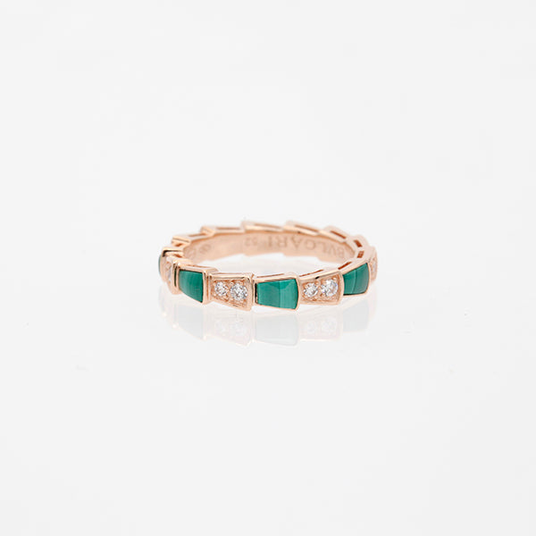 [Stellar Jewelry]SERPENTI RING PINK GOLD MALACHITE DIAMOND 3MM