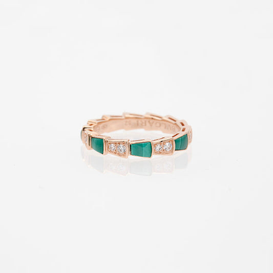 [Stellar Jewelry]SERPENTI RING PINK GOLD MALACHITE DIAMOND 3MM