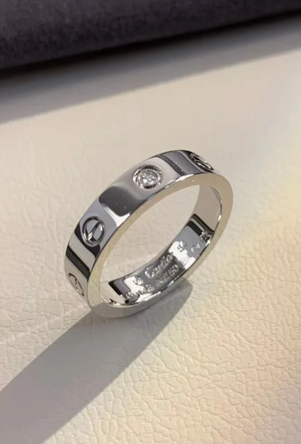 [Stellar Jewelry]LOVE RING 4MM 1 DIAMOND SILVER