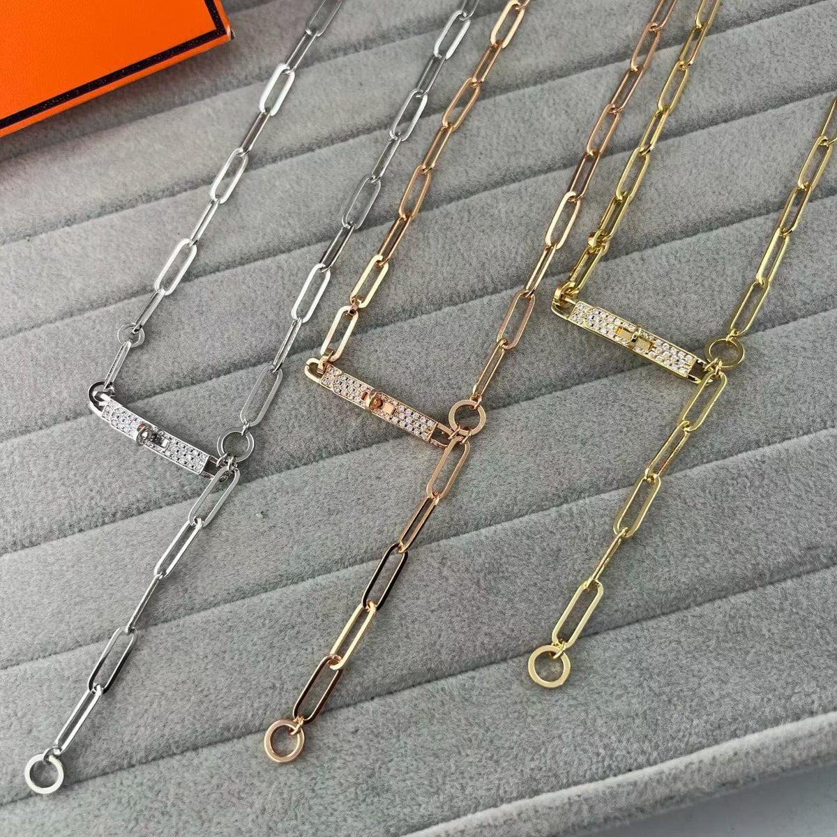 [Stellar Jewelry]FULL PAVE PIG NOSE CLASP NECKLACE