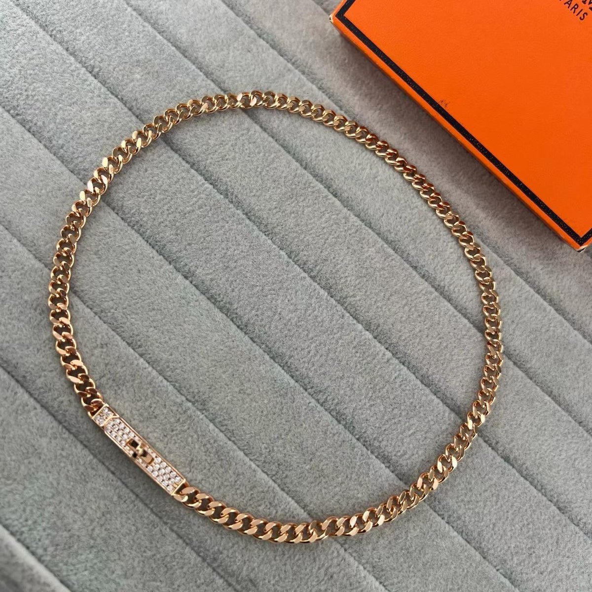 [Stellar Jewelry]FULL PAVE PIG NOSE BELT NECKLACE