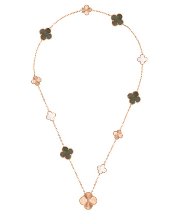 [Stellar Jewelry]DETACHABLE CLOVER 15(11+4) FLOWER SILVER NECKLACE SET