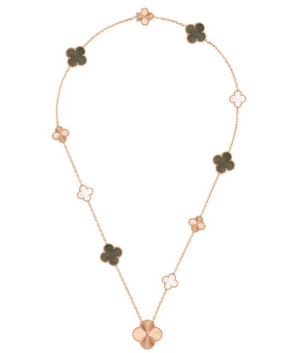 [Stellar Jewelry]DETACHABLE CLOVER 15(11+4) FLOWER SILVER NECKLACE SET