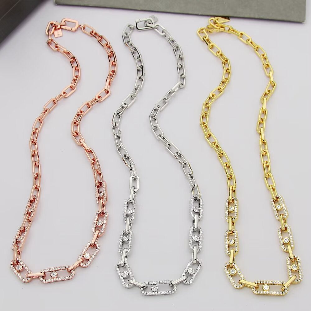 [Stellar Jewelry]Move Link Pave Diamond Necklace
