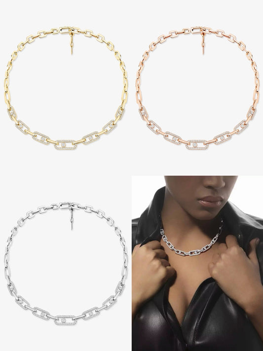 [Stellar Jewelry]Move Link Pave Diamond Necklace