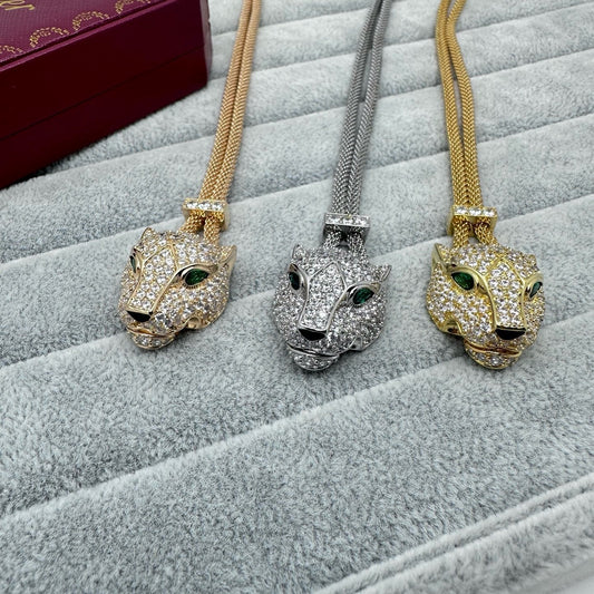 [Stellar Jewelry]FULL STONE BIG LEOPARD HEAD NECKLACE