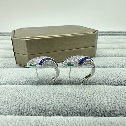 [Stellar Jewelry]FULL STONE TWO-TONE SNAKE EARRING STUDS