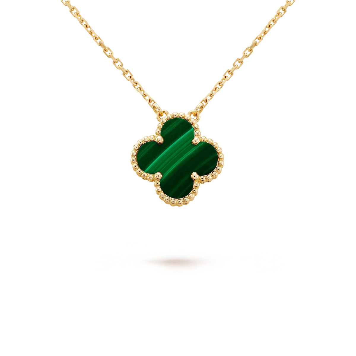 [Stellar Jewelry]CLOVER 15MM MALACHITE SINGLE FLOWER  NECKLACE
