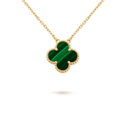 [Stellar Jewelry]CLOVER 15MM MALACHITE SINGLE FLOWER  NECKLACE