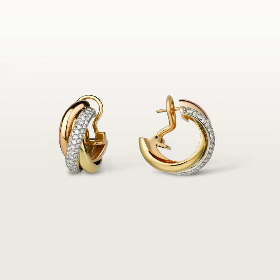[Stellar Jewelry]TRINITY HALF DIAMOND  CLASSIC EARRINGS