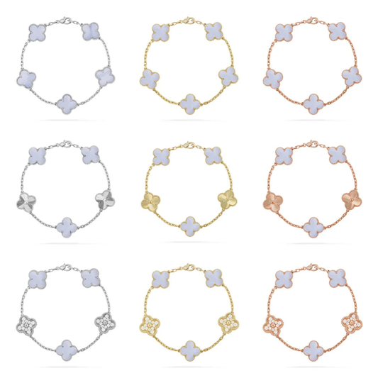 [Stellar Jewelry] CLOVER 5 MOTIF PURPLE CHALCEDONY BRACELET COLLECTION