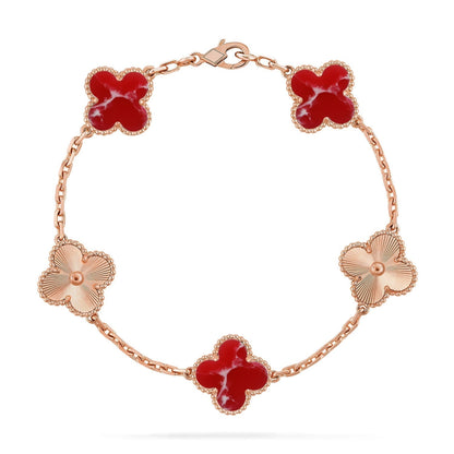 [Stellar Jewelry]CLOVER 5 MOTIF RED PATTERN BRACELET COLLECTION