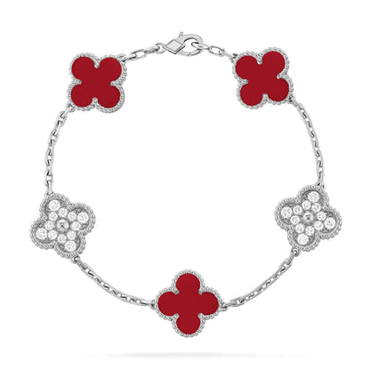 [Stellar Jewelry] CLOVER 5 MOTIF RED CORNELIAN BRACELET COLLECTION