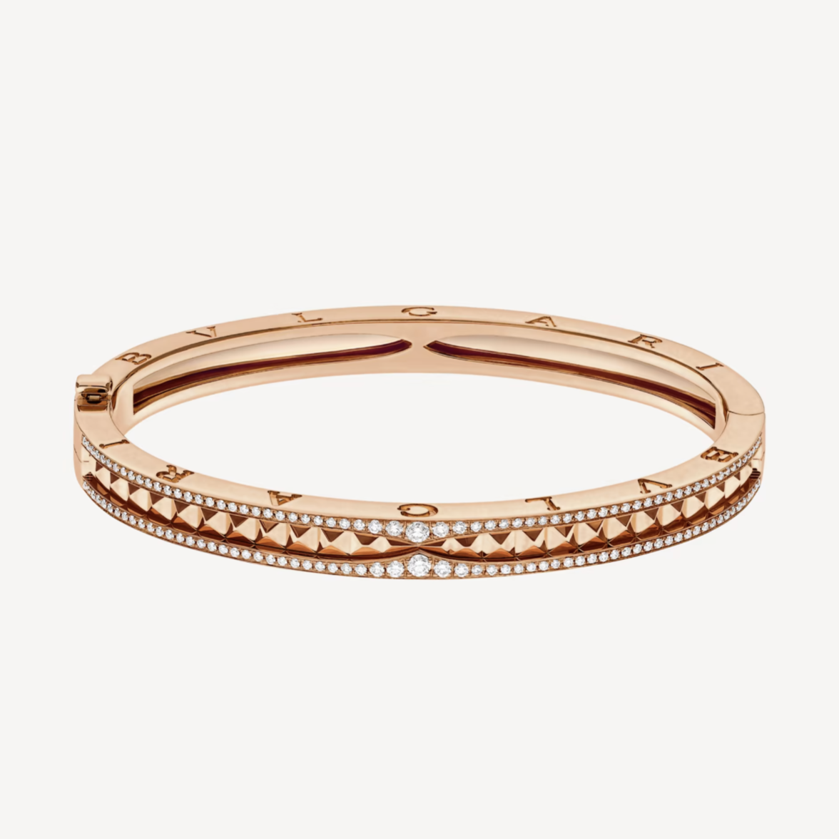 [Stellar Jewelry]ZERO 1 SPIRAL AND PAVED DIAMOND PINK GOLD BRACELET