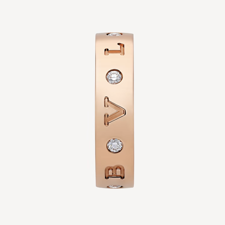 [Stellar Jewelry]ZERO 1 ESSENTIAL PINK GOLD BAND WITH DIAMONDS RING