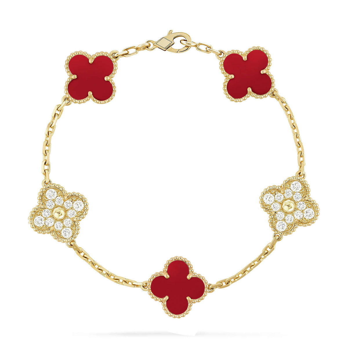 [Stellar Jewelry] CLOVER 5 MOTIF RED CORNELIAN BRACELET COLLECTION