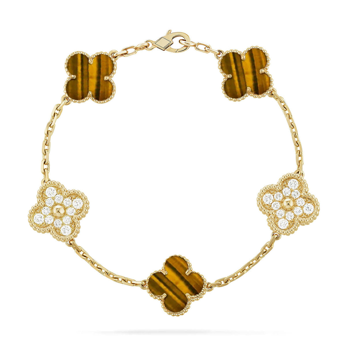 [Stellar Jewelry] CLOVER 5 MOTIFS TIGER EYE BRACELET COLLECTION