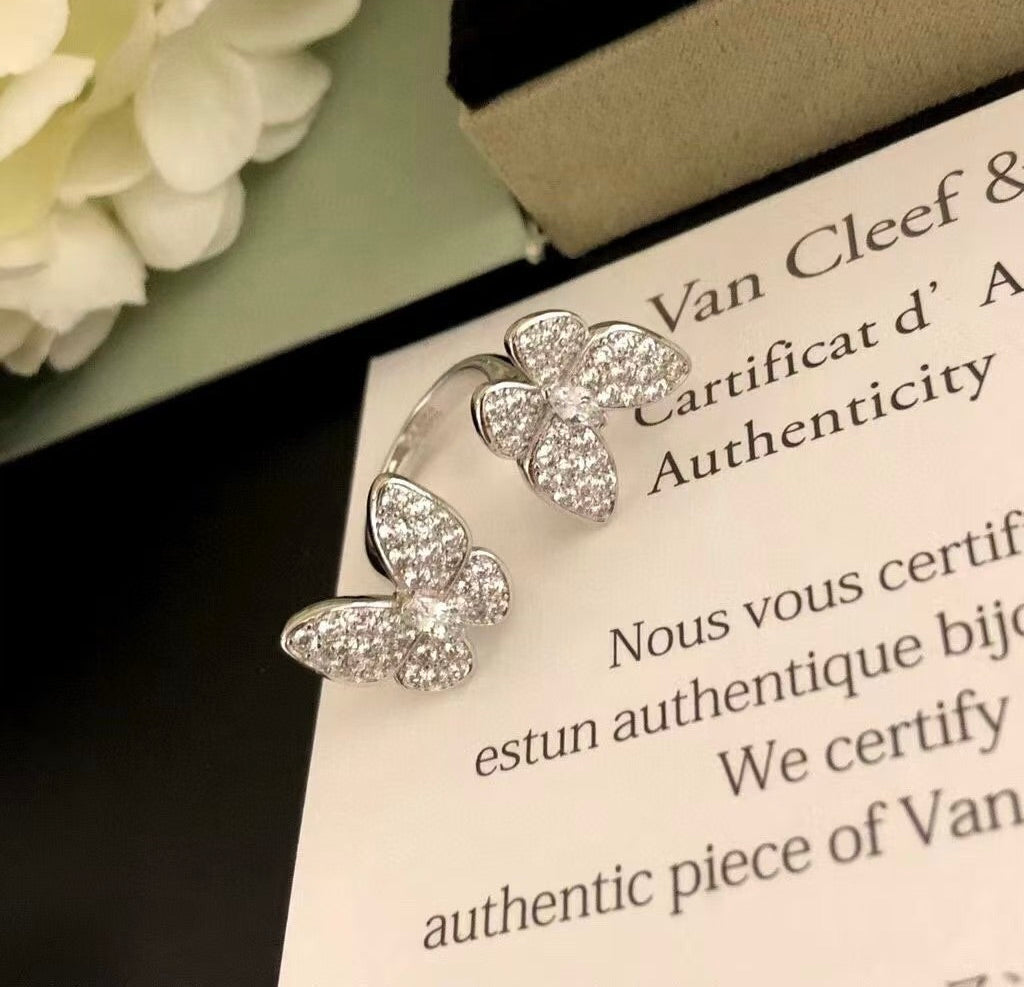 [Stellar Jewelry]TWIN SILVER BUTTERFLY DIAMOND RING