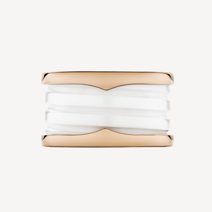 [Stellar Jewelry]ZERO 1 FOUR-BAND LOOPS AND WHITE CERAMIC SPIRAL PINK GOLD RING