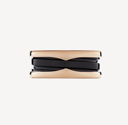 [Stellar Jewelry]ZERO 1 TWO-BAND LOOPS AND BLACK CERAMIC PINK GOLD RING