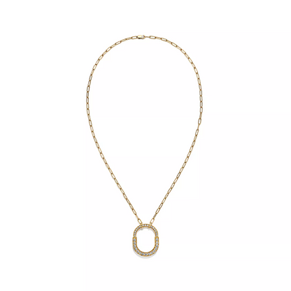 [Stellar jewels]LOCK NECKLACE MEDIUM PENDANT GOLD PAVED DIAMONDS
