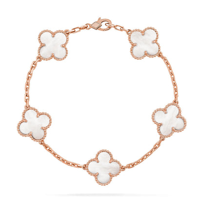 [Stellar Jewelry]CLOVER WHITE PEARL MOP 5 MOTIF BRACELET COLLECTION